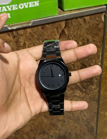 Black arabic aura stainless steel watch